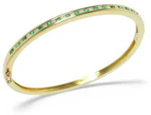 9ct Yellow Gold 0.63ct Emerald And 0.50ct Diamond Channel Set Bangle