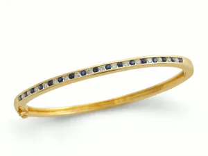 9ct Yellow Gold 0.75ct Blue Sapphire And 0.50ct Diamond Channel Set Bangle