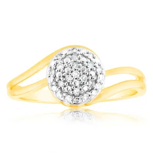 9ct Yellow Gold Diamond Ring with 19 Brilliant Cut Diamonds