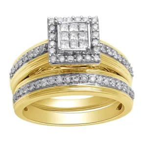 9ct Yellow Gold Invisible Princess Set Ring with 0.75ct of Diamonds
