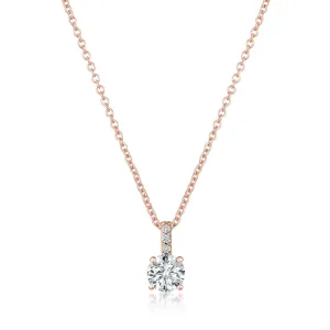 Accented Brilliant Pendant Finished in 18kt Rose Gold