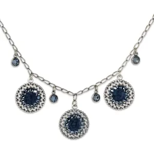 Anne Koplik Christa Enameled Silver Night Disk Necklace
