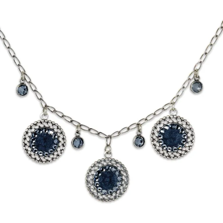 Anne Koplik Christa Enameled Silver Night Disk Necklace
