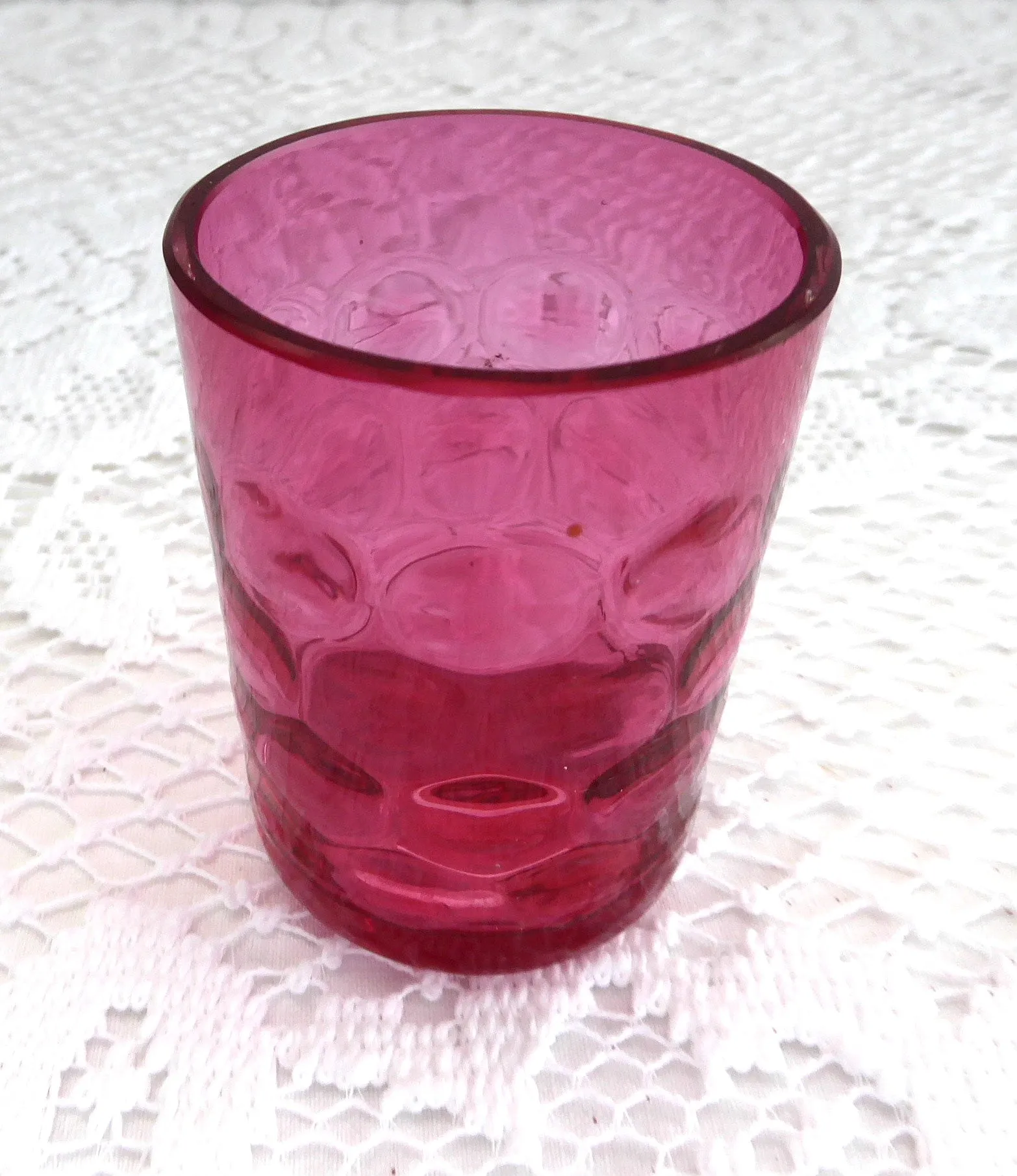 Antique Cranberry Glass Toothpick Baby Thumbprint Inverted Thumbprint