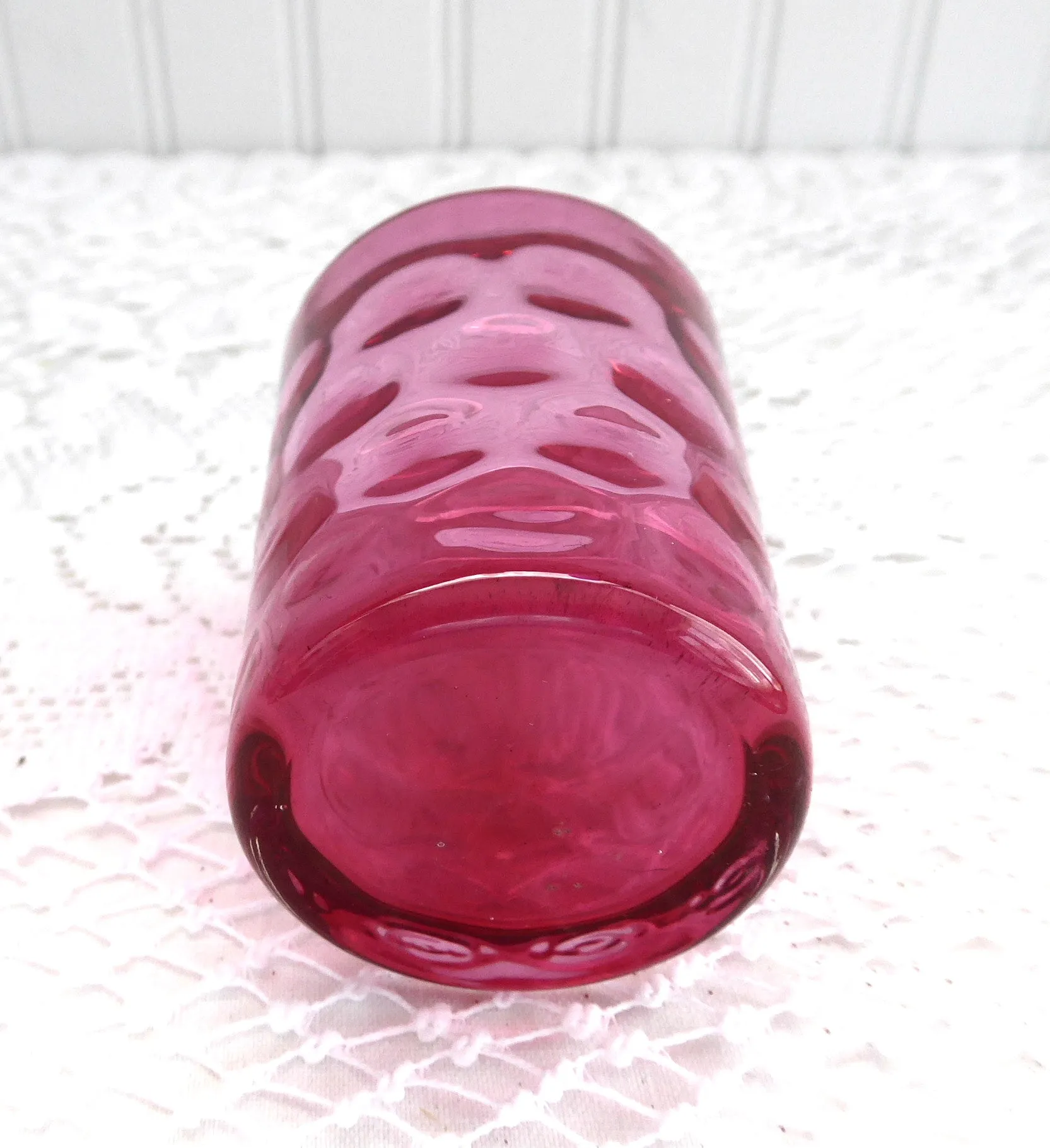 Antique Cranberry Glass Toothpick Baby Thumbprint Inverted Thumbprint