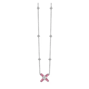 Arch Florale MM Necklace, 18k White Gold with DAVIDOR Arch Cut Pink Tourmalines and Brilliant Diamonds