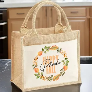 Autumnal Wreath Tote Bag - Personalised Gift for Her - Fall Shopping Accessory