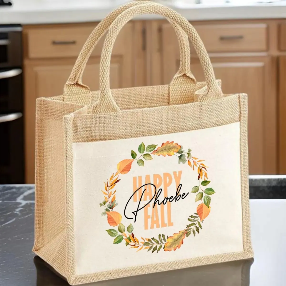 Autumnal Wreath Tote Bag - Personalised Gift for Her - Fall Shopping Accessory