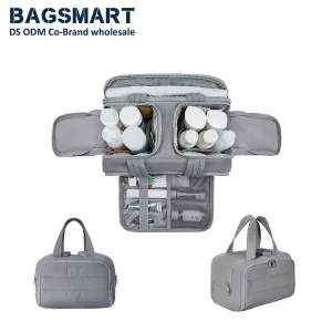 BAGSMART Makeup Large Capacity Storage Bag Lightweight Wide-open Cosmetic Bag for Women Make Up Organizer Bag Travel Essentials