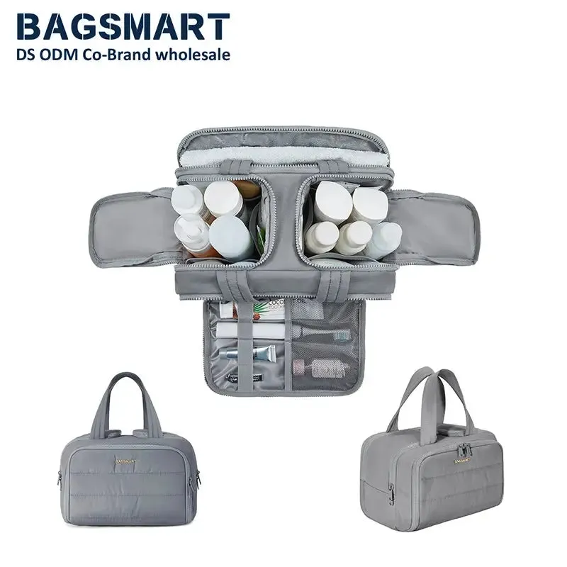 BAGSMART Makeup Large Capacity Storage Bag Lightweight Wide-open Cosmetic Bag for Women Make Up Organizer Bag Travel Essentials
