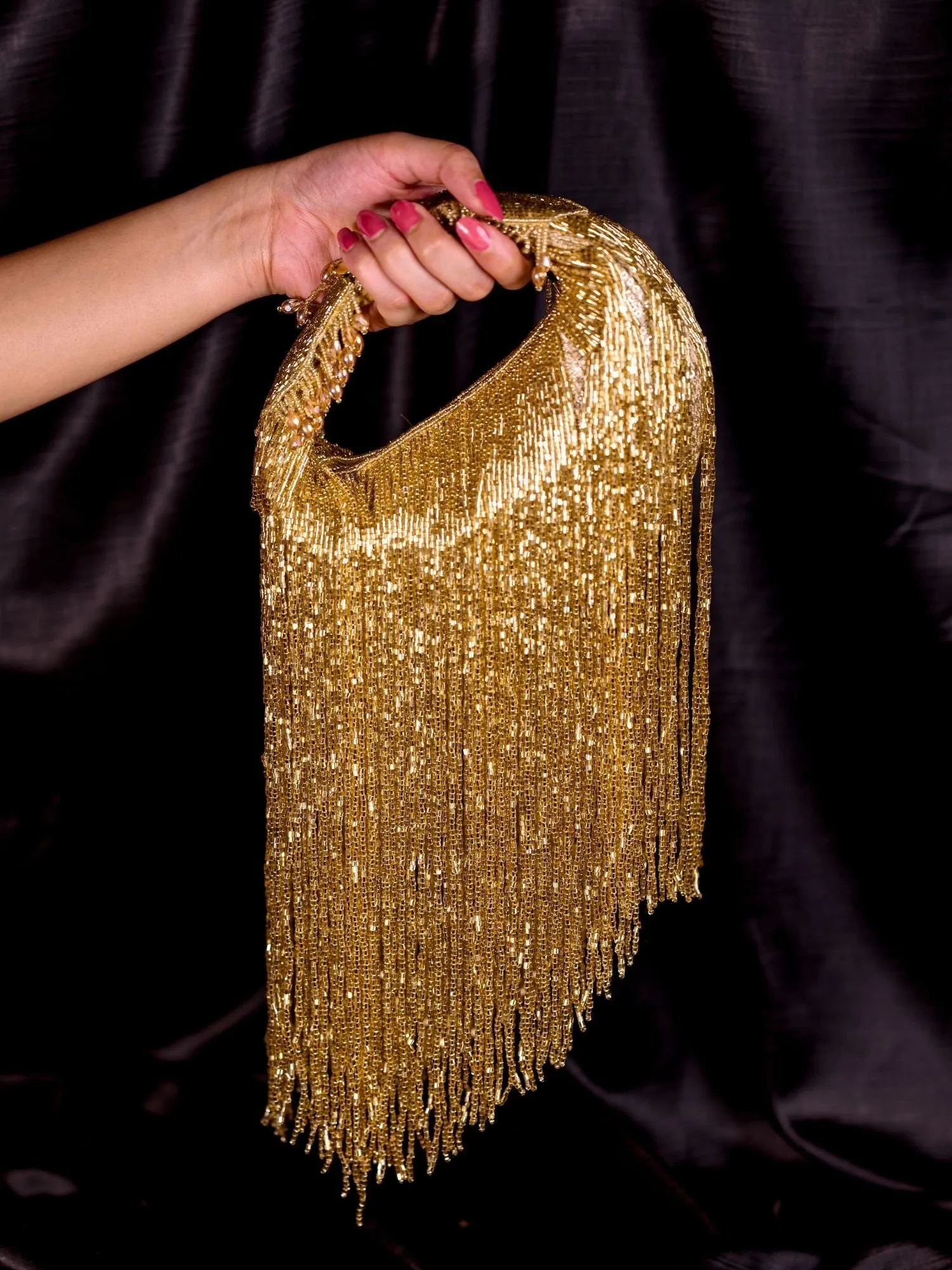 Bailey Gold Georgette Handcrafted Hand Bag
