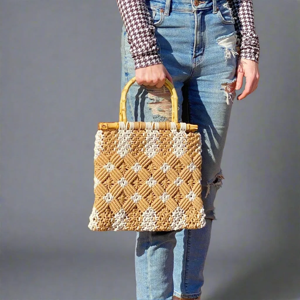 Bamboo Handle Woven Tote: Stylish and Sustainable