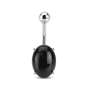 Black Agate Semi Precious Stone Belly Ring