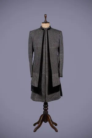 Black Indo Western with Striking Machine Embroidery
