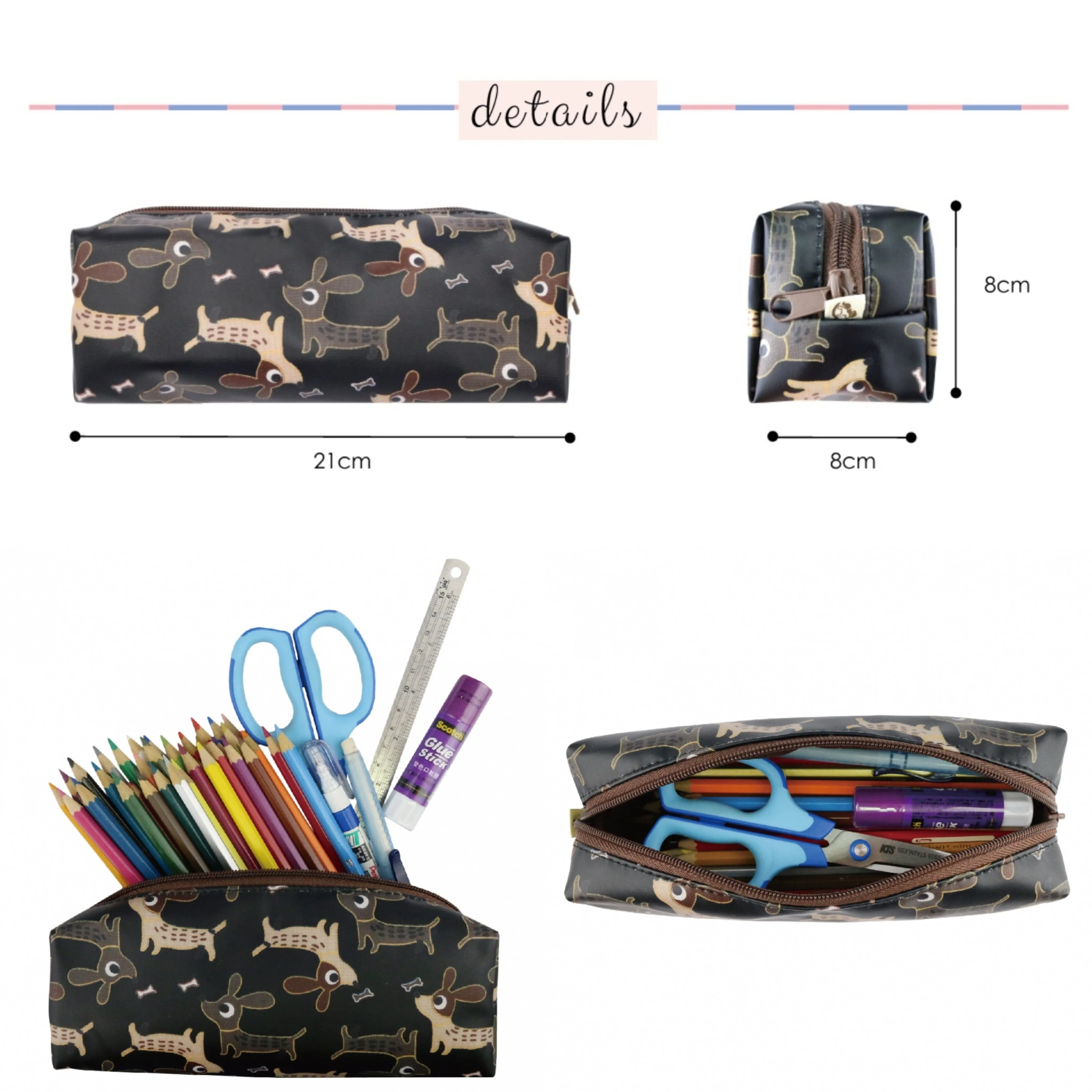 Black Tricolor Corgi Large Pencil Case