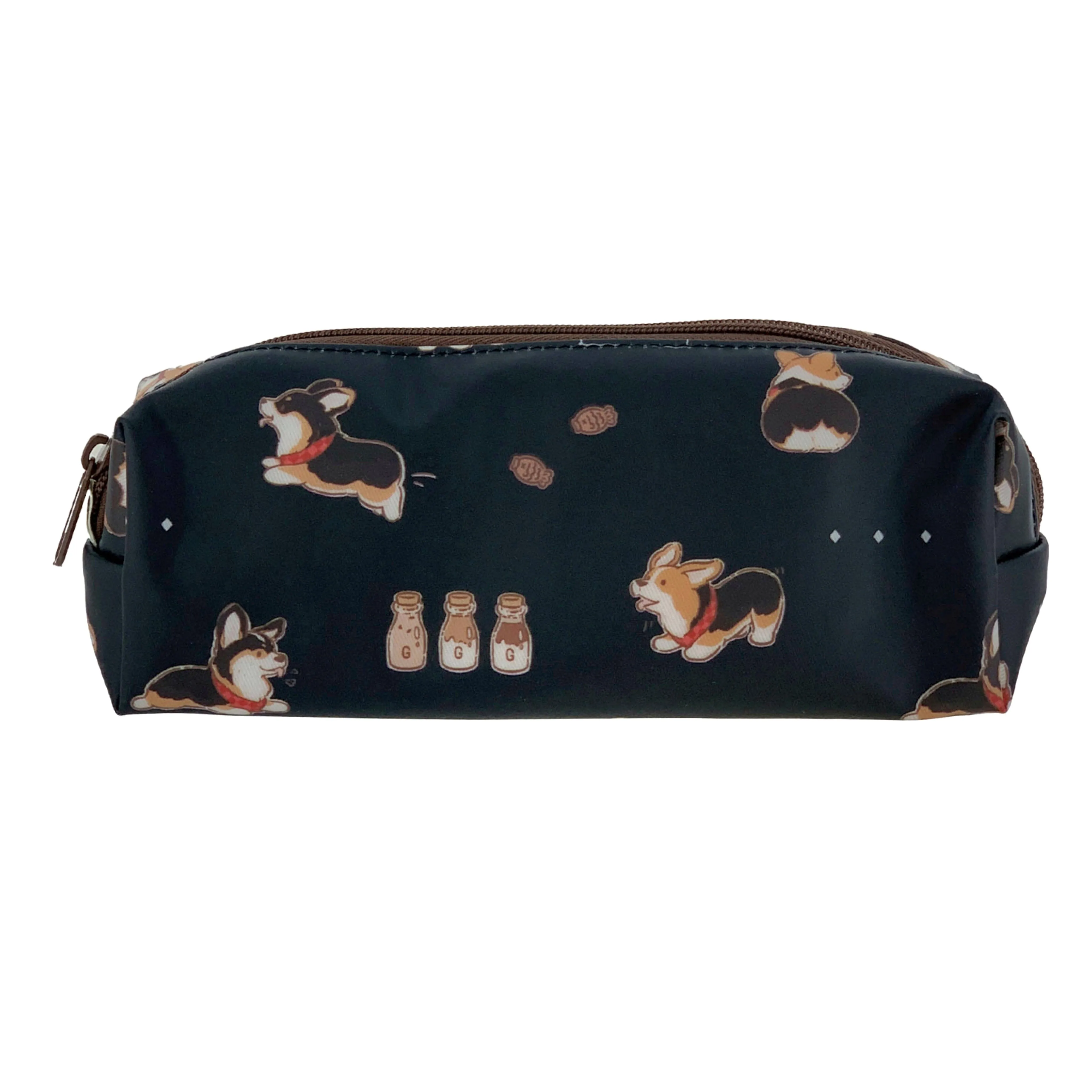 Black Tricolor Corgi Large Pencil Case