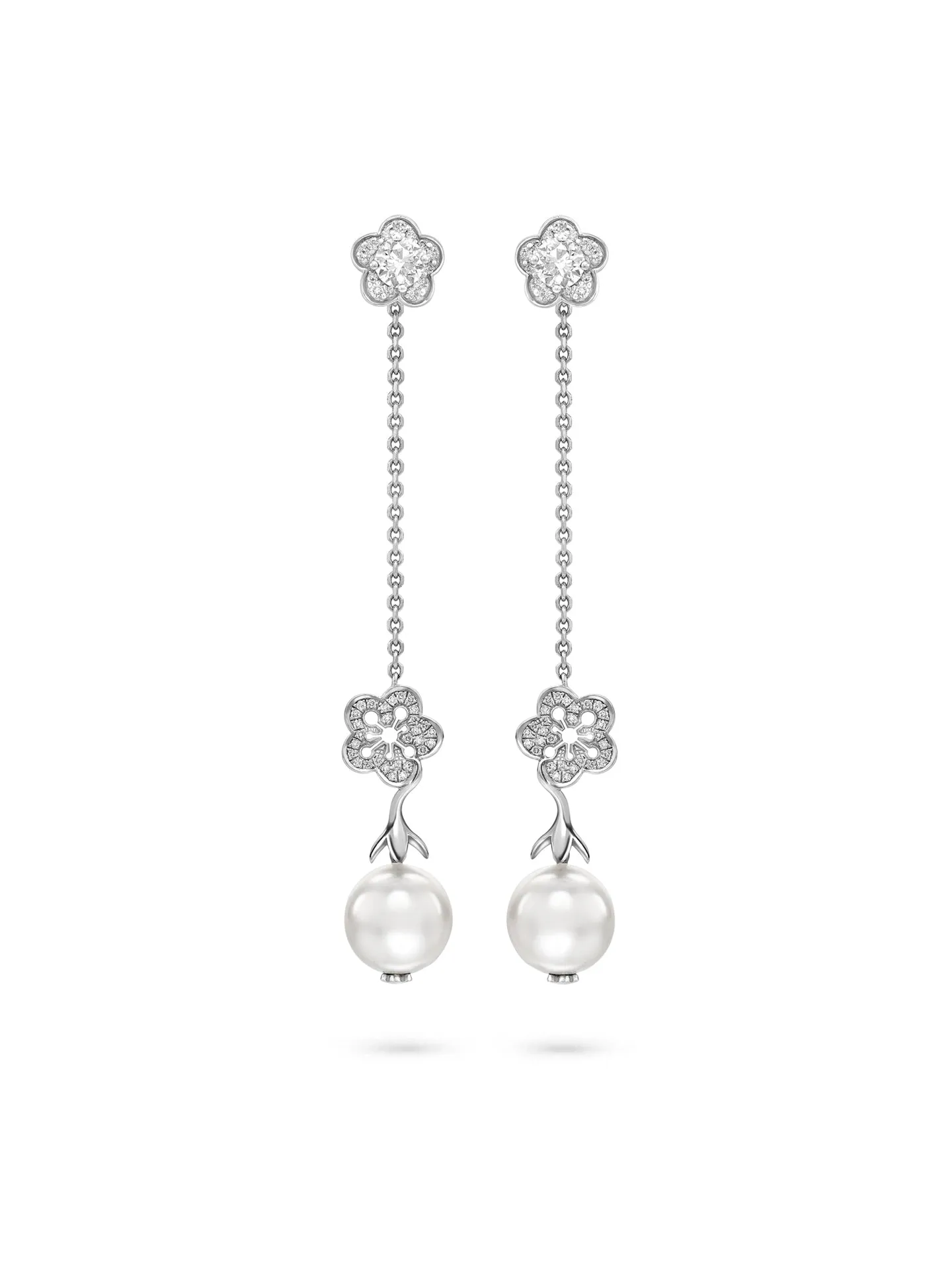 Blossom White Gold Detachable Pearl Drop Earrings