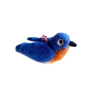 Blue Bird Ornament, Felt Wool