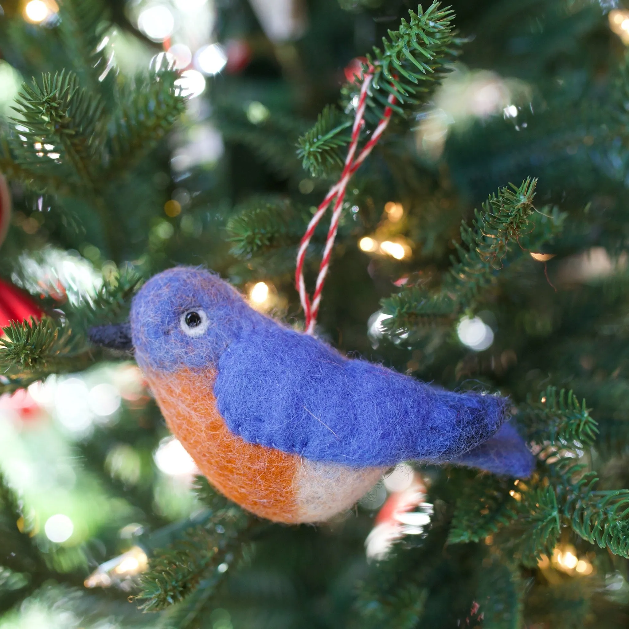 Blue Bird Ornament, Felt Wool