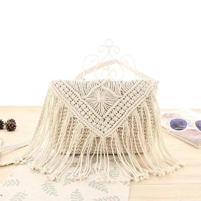 Boho Fringe Bag In Rope