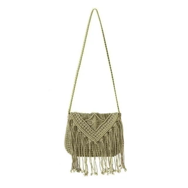 Boho Fringe Bag In Rope
