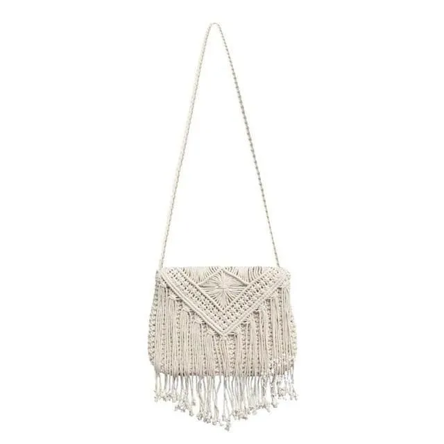 Boho Fringe Bag In Rope