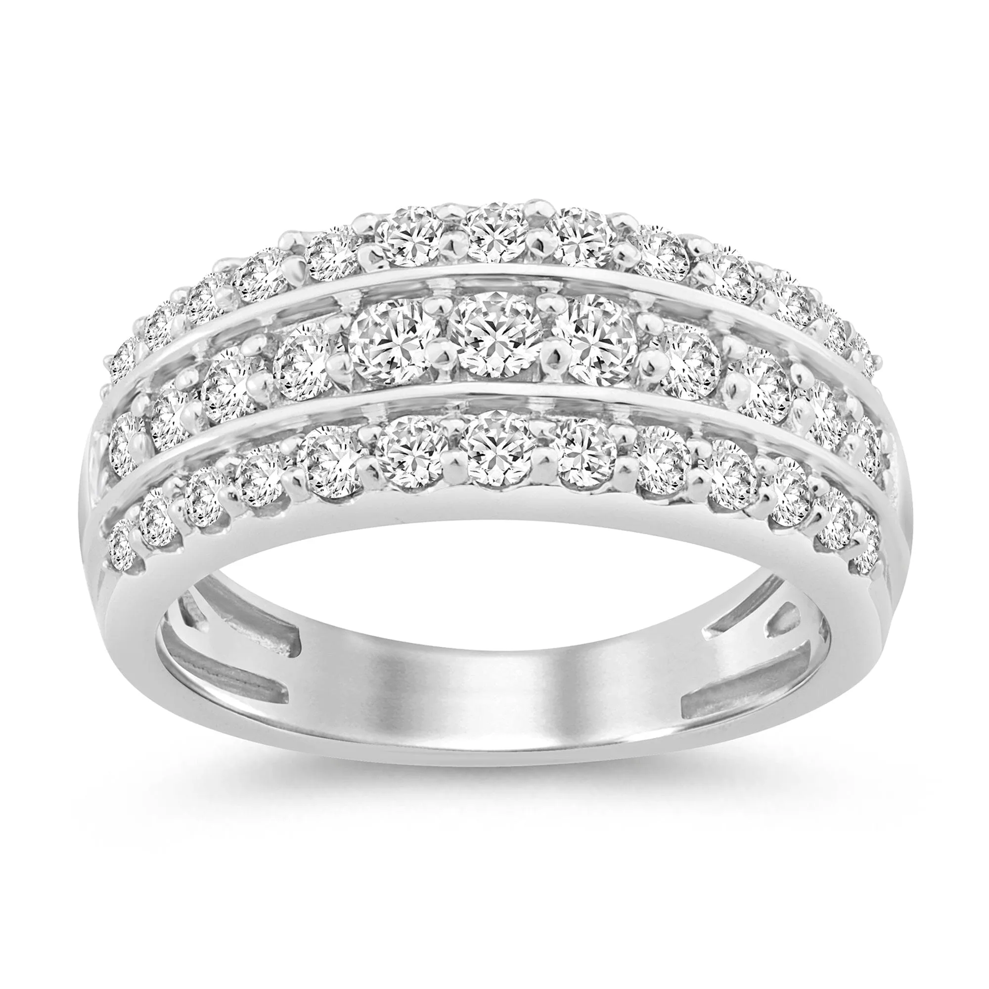 Brilliant 3 Channel Ring with 1.00ct of Diamonds in 10ct White Gold