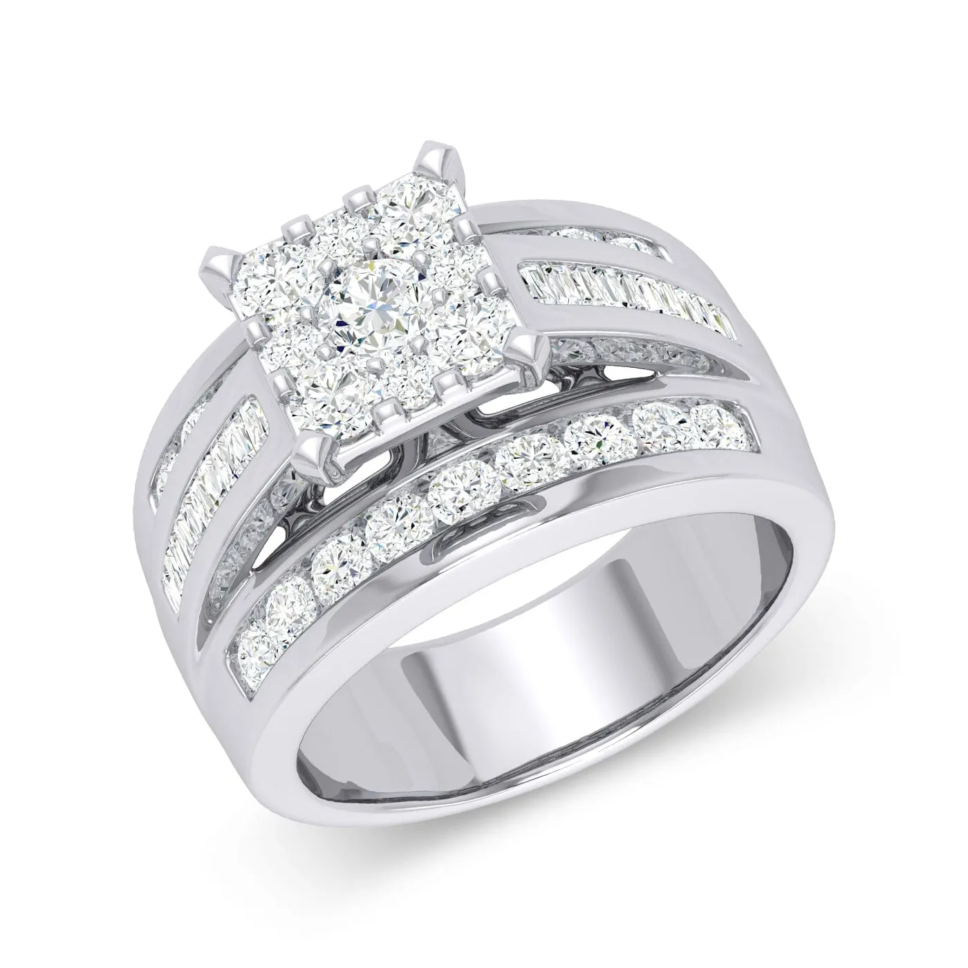 Brilliant Baguette Ring with 2.00ct of Diamonds in 9ct White Gold