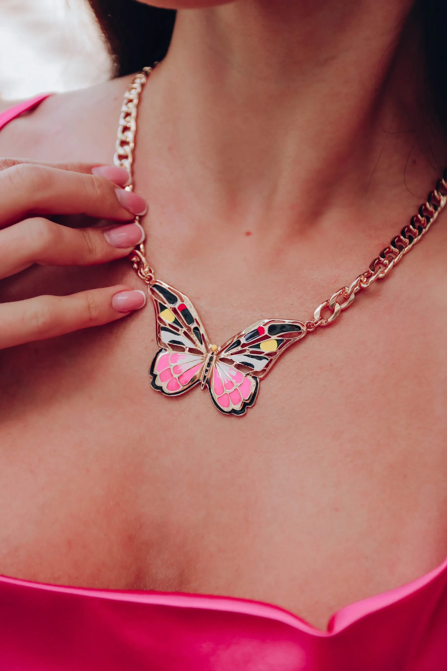 Brilliant Butterfly Necklace - Fuchsia