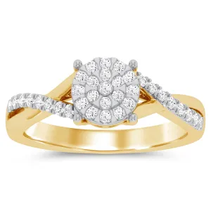 Brilliant Crossover Ring with 0.30ct of Diamonds in 9ct Yellow Gold