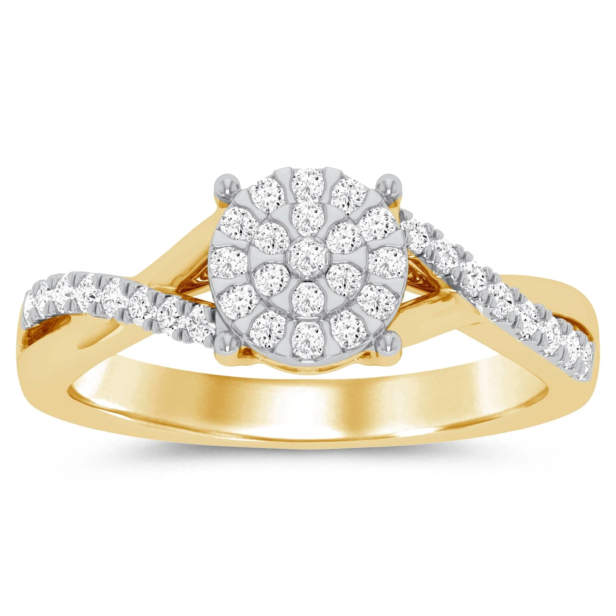 Brilliant Crossover Ring with 0.30ct of Diamonds in 9ct Yellow Gold
