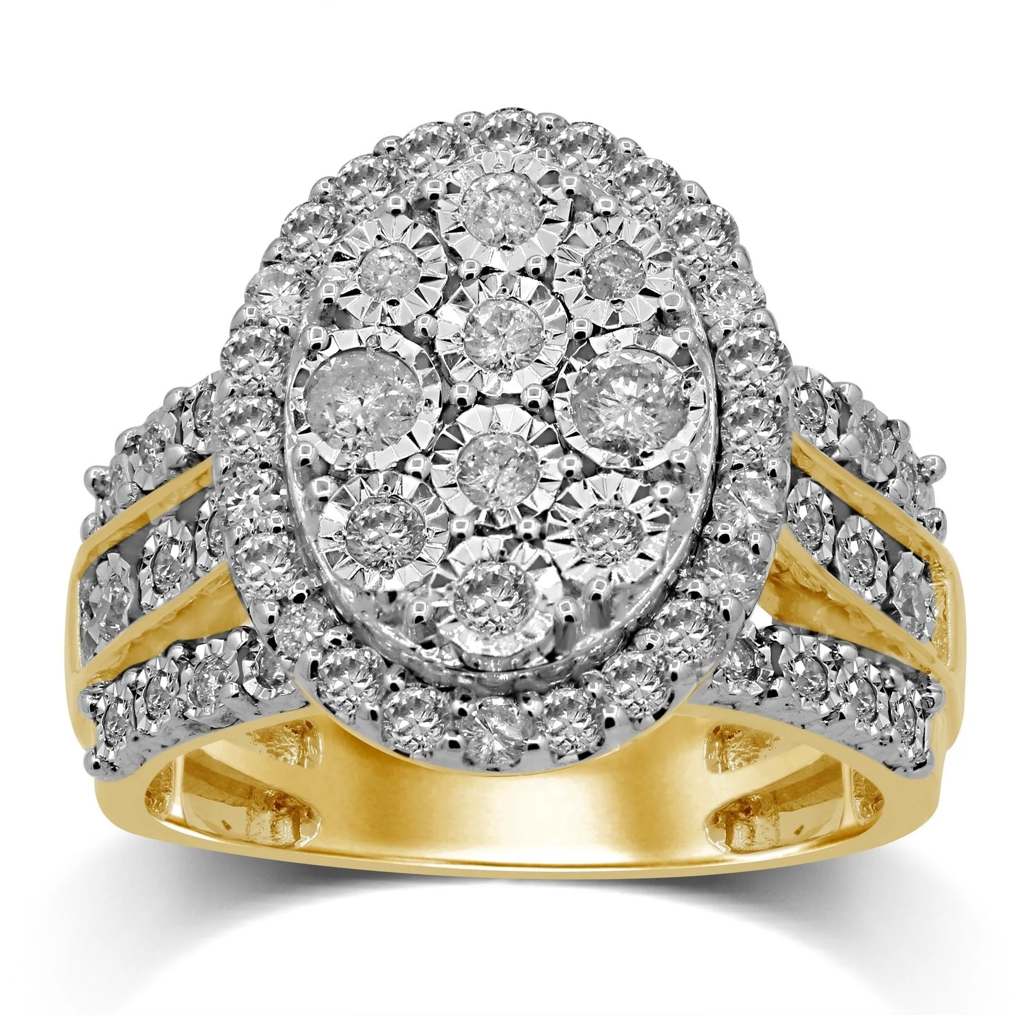 Brilliant Miracle Halo Ring with 1.00ct of Diamonds in 9ct Yellow Gold