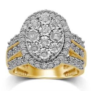 Brilliant Miracle Halo Ring with 1.00ct of Diamonds in 9ct Yellow Gold