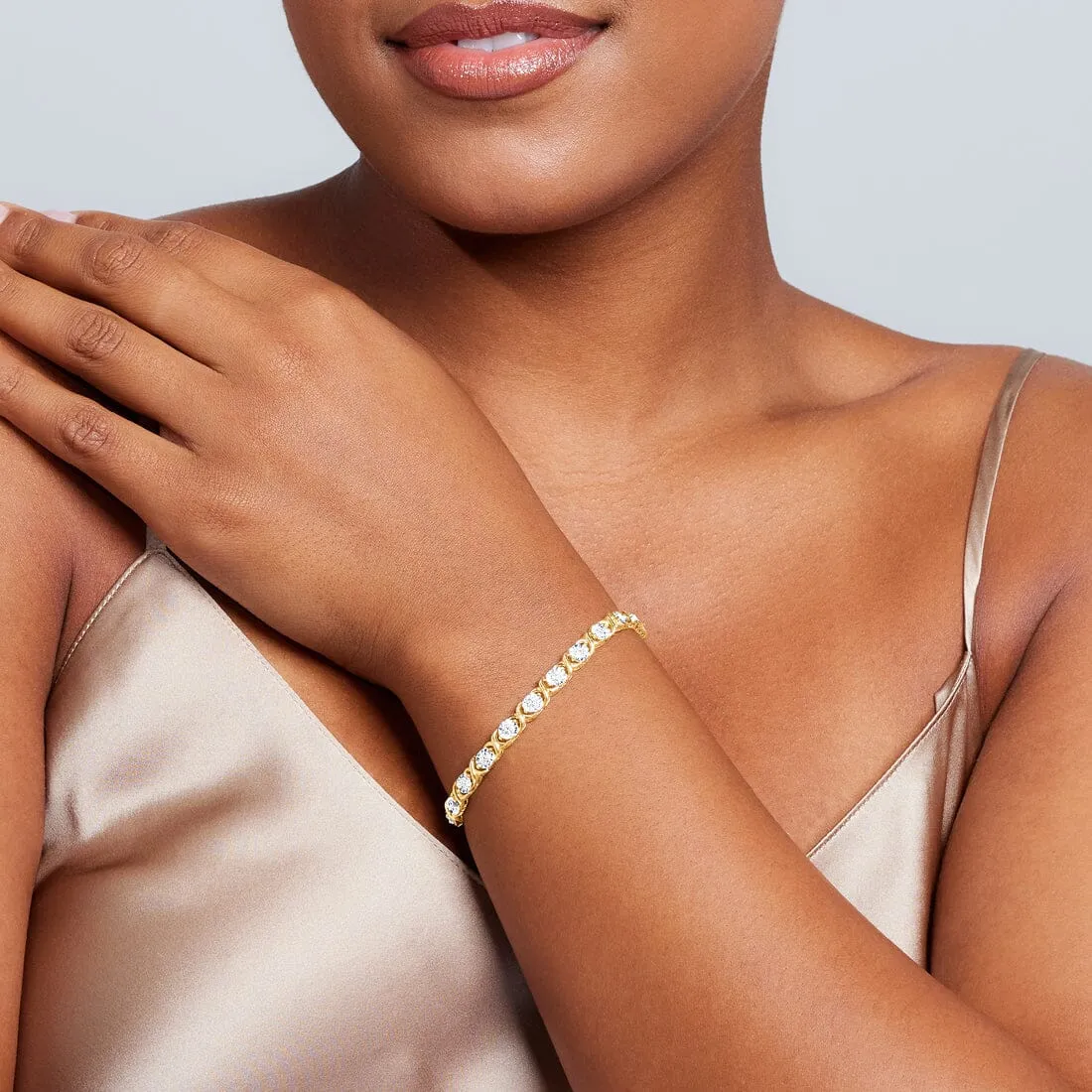 Brilliant X Link Bracelet with 1/4ct of Diamonds in Gold Plated Sterling Silver