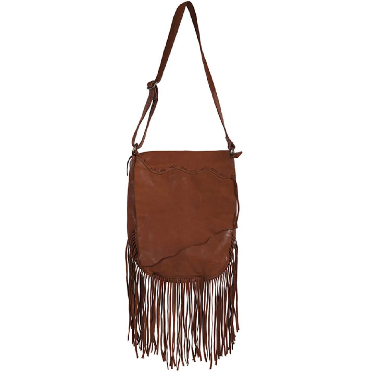 Brown Fringe with Raw Edge Front Flap B180