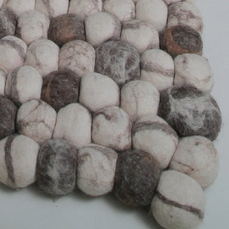 Brown Pebble Felt Ball Rug
