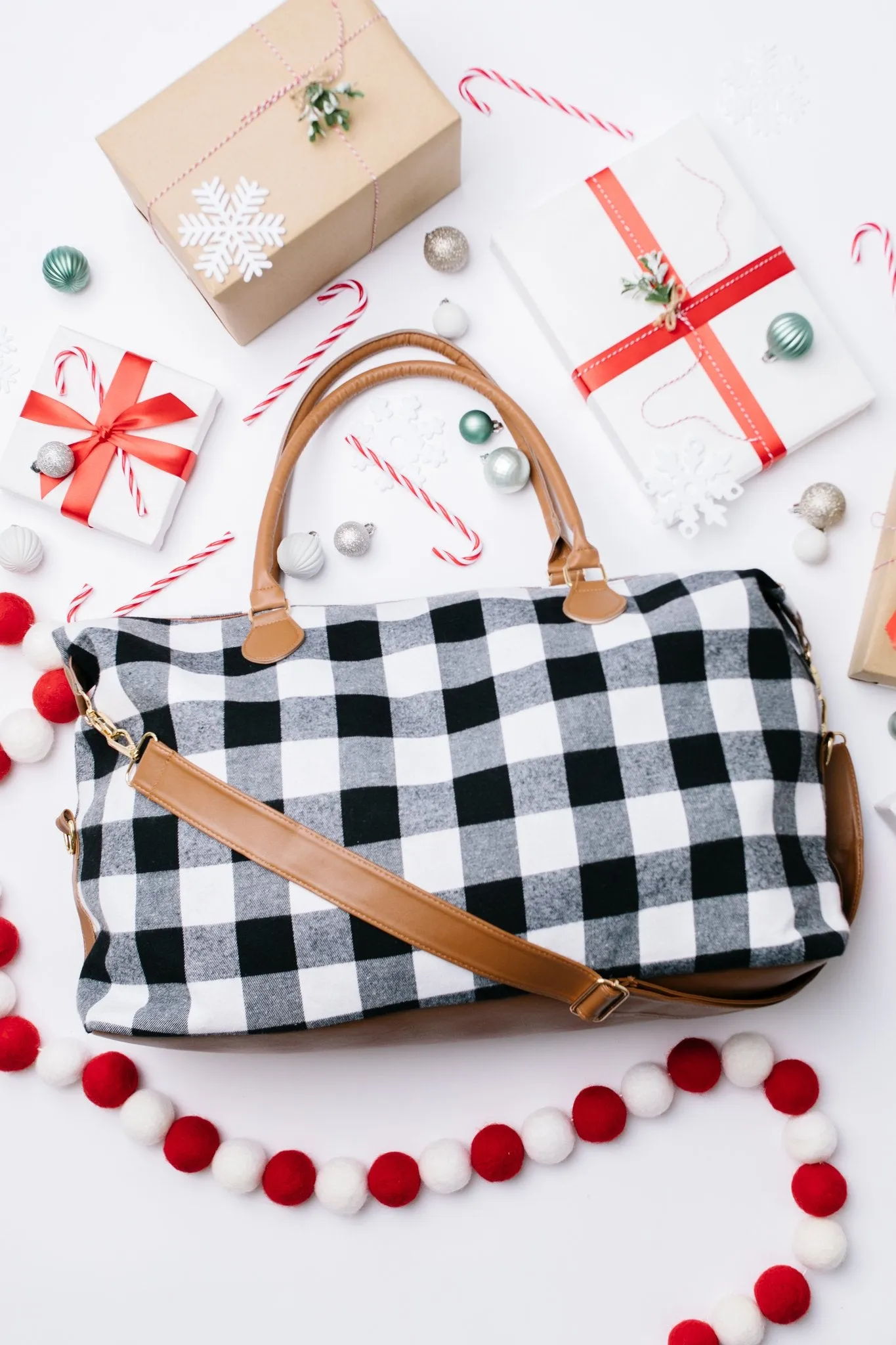 Buffalo Plaid Holiday Weekender Bag