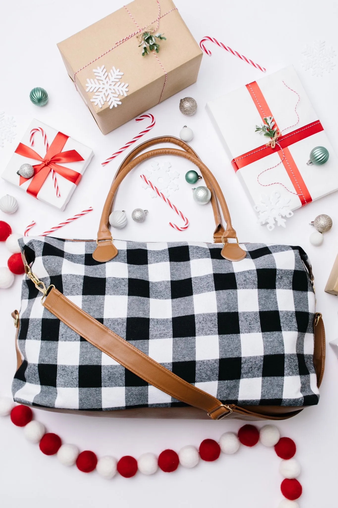 Buffalo Plaid Holiday Weekender Bag