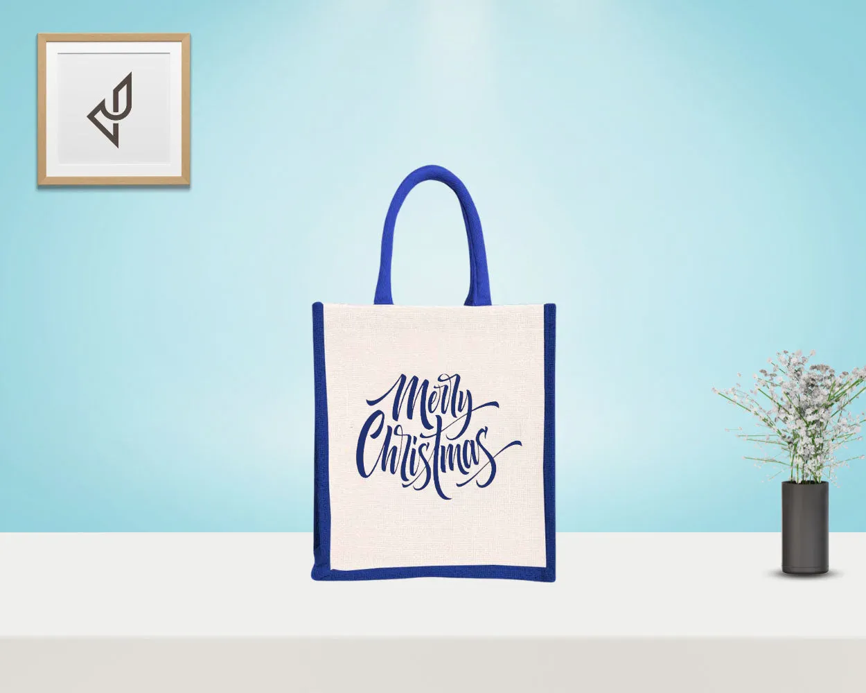 Bulk Order Return Gifts - Customized "Merry Christmas" Print Jute Bags with Zipper (10 X 5 X 12 inches)
