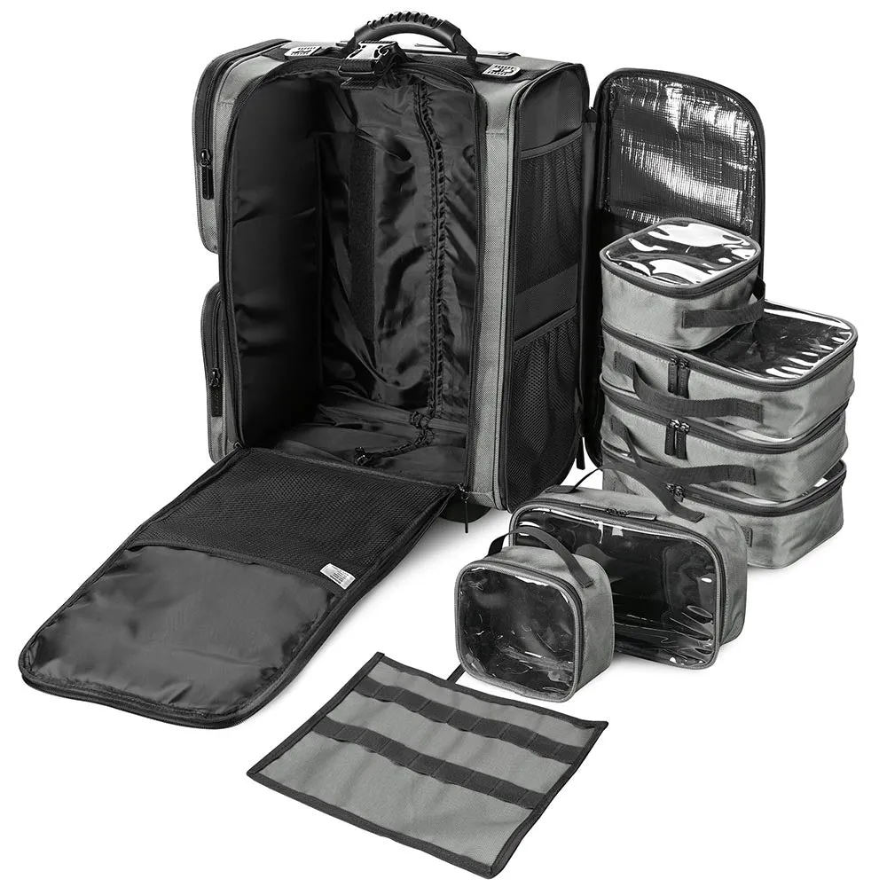 Byootique MassLux Gray Rolling Makeup Case Travel Bag