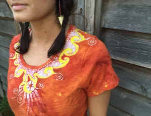 Campfire Sunrise Handmade Batik Tee