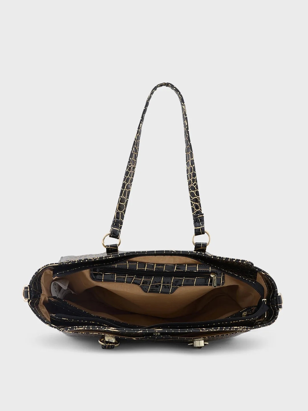 Caprese Miranda Satchel Large Croco Womens Handbag Black