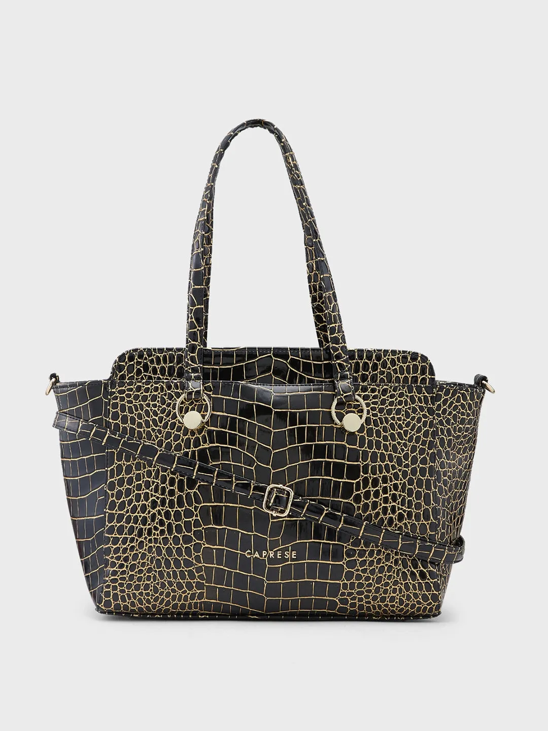 Caprese Miranda Satchel Large Croco Womens Handbag Black