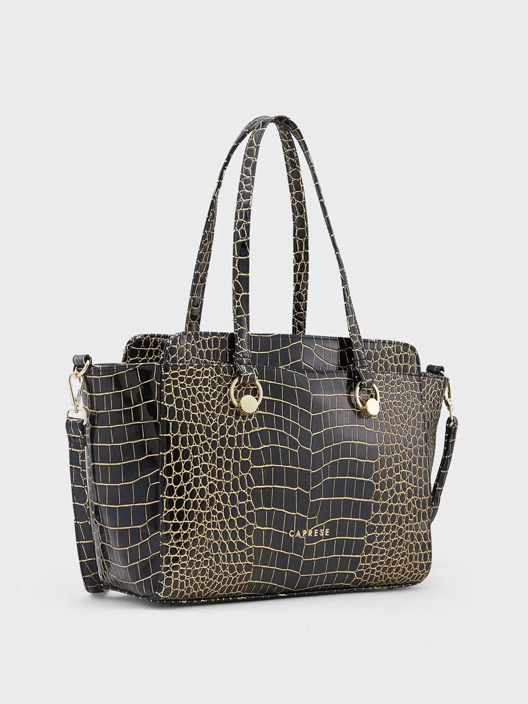 Caprese Miranda Satchel Large Croco Womens Handbag Black