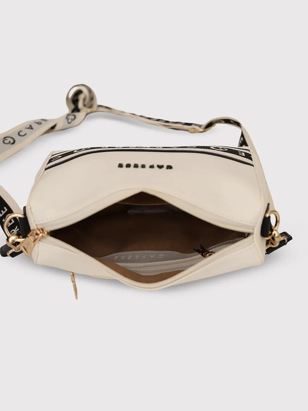 Caprese Trinity Sling Medium Solid Women'S Handbag Cream