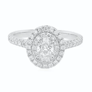 Celebration 18ct White Gold with Oval & Round Cut 1 CARAT tw of Lab Grown Diamonds Engagement Ring
