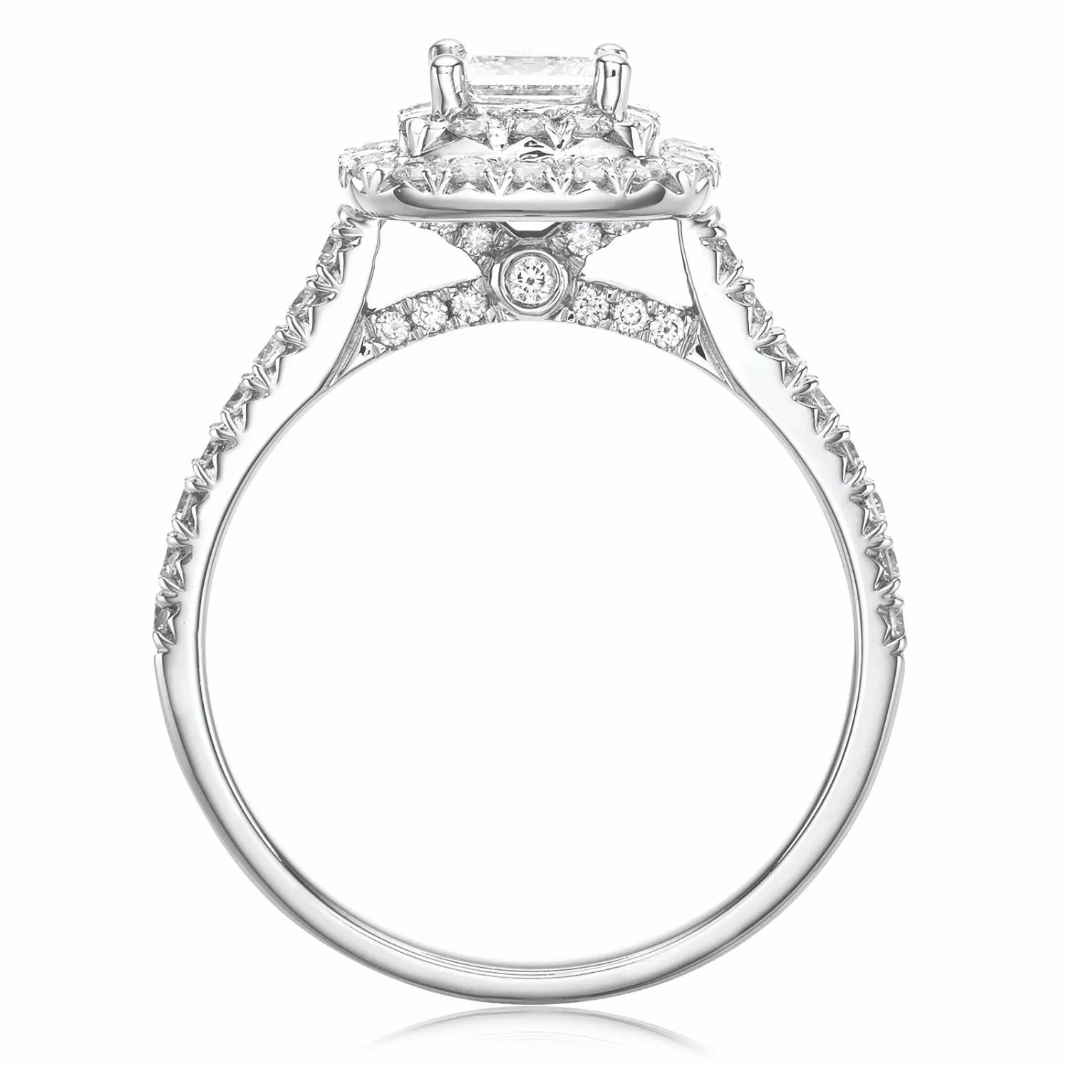 Celebration 18ct White Gold with Princess & Round Brilliant Cut 1 CARAT tw of Lab Grown Diamonds Engagement Ring