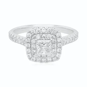 Celebration 18ct White Gold with Princess & Round Brilliant Cut 1 CARAT tw of Lab Grown Diamonds Engagement Ring