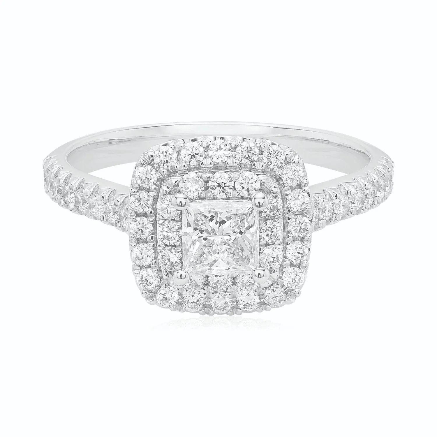 Celebration 18ct White Gold with Princess & Round Brilliant Cut 1 CARAT tw of Lab Grown Diamonds Engagement Ring