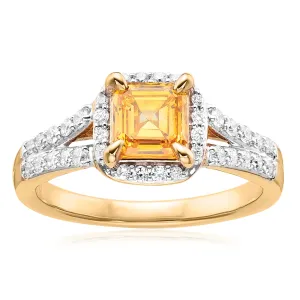 Celebration 18ct Yellow Gold Asscher & Round Cut 1.70 CARAT tw of Lab Grown Diamond Ring
